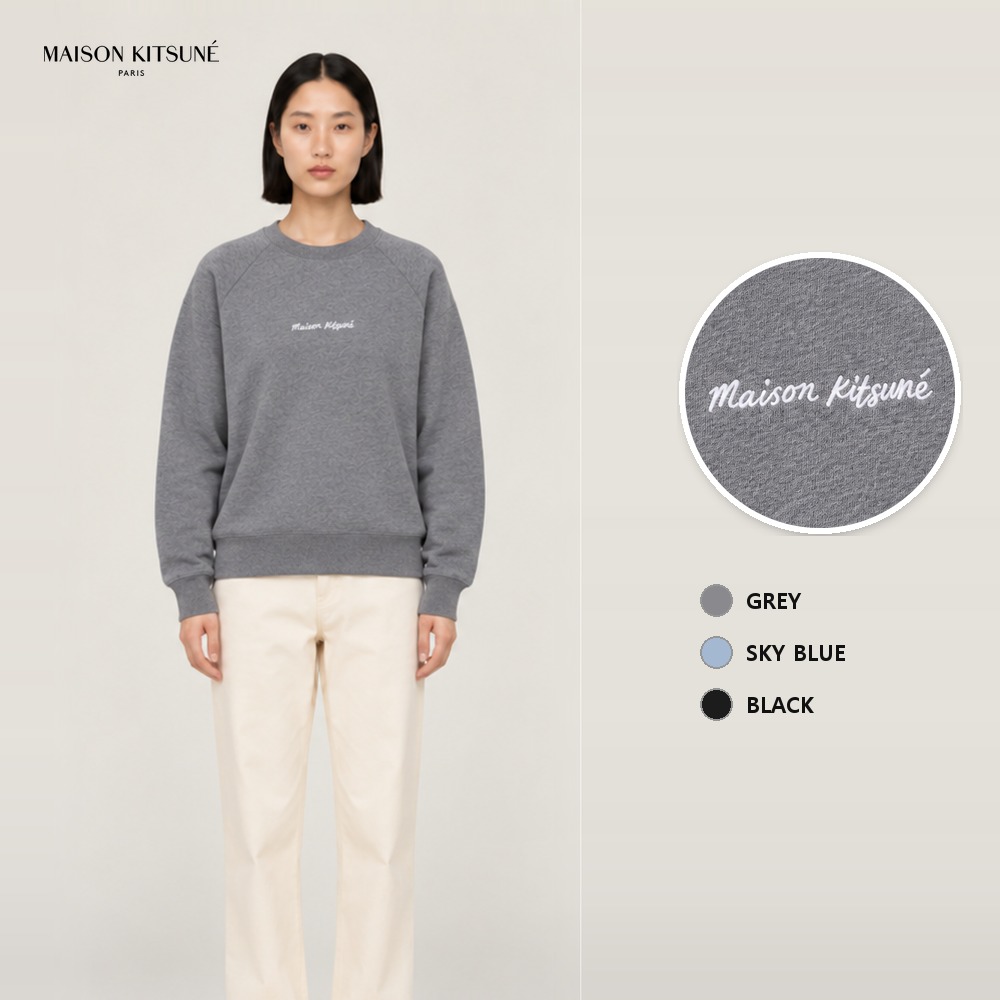 [Maison Kitsune] 메종키츠네 자수 오버핏 맨투맨 (스카이블루, 그레이, 블랙 2XS~L)