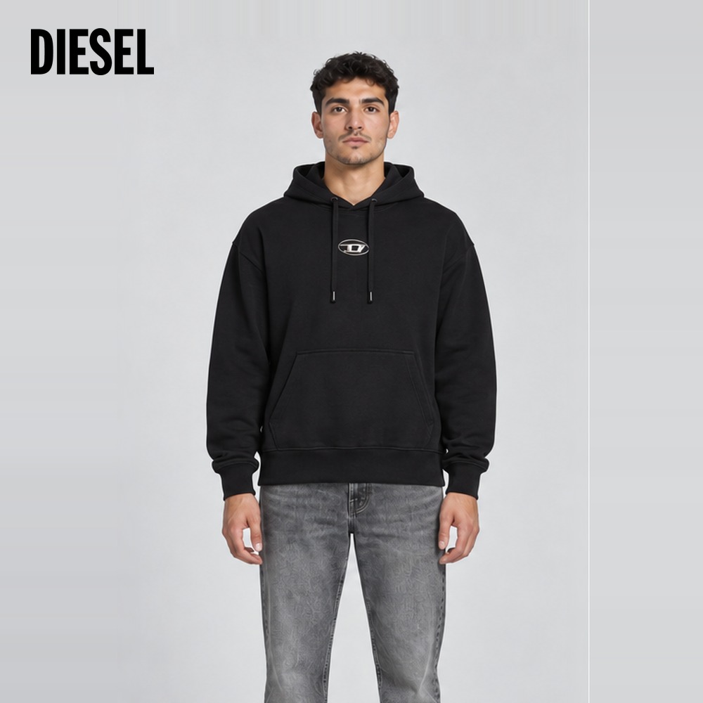[Diesel] 디젤 메탈릭 로고 후드티 A09856 01AJH 9XX (블랙 S~XL)