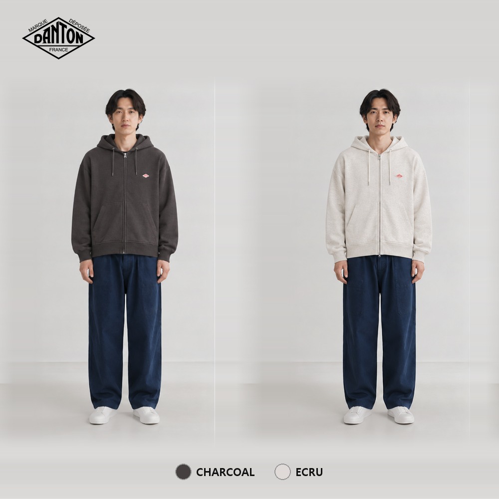 [Danton] 단톤 코튼 테리 후드집업 DT-C0407-CIN (차콜, 에크루 38~44)