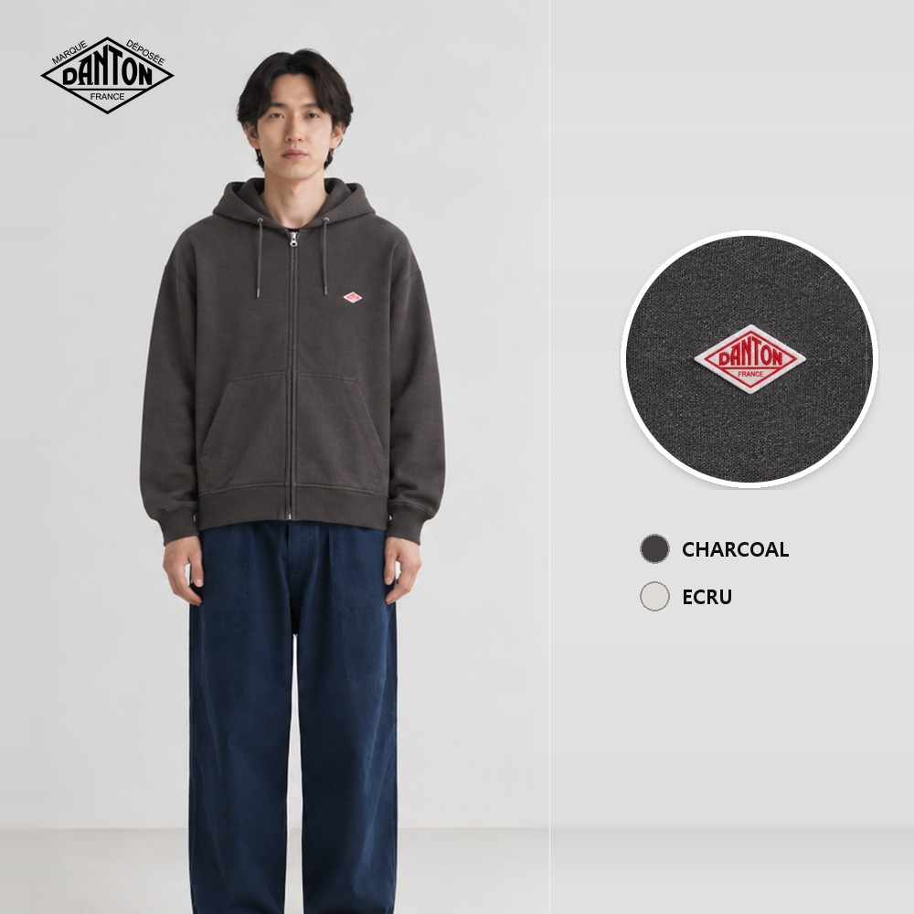 [Danton] 단톤 코튼 테리 후드집업 DT-C0407-CIN (차콜, 에크루 38~44)