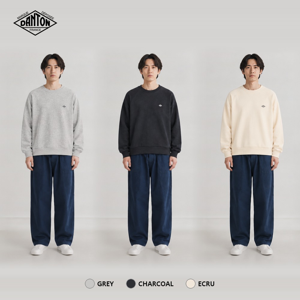 [Danton] 단톤 로고 스웨트셔츠 JD-9290 (그레이, 차콜, 에크루 S~XL)