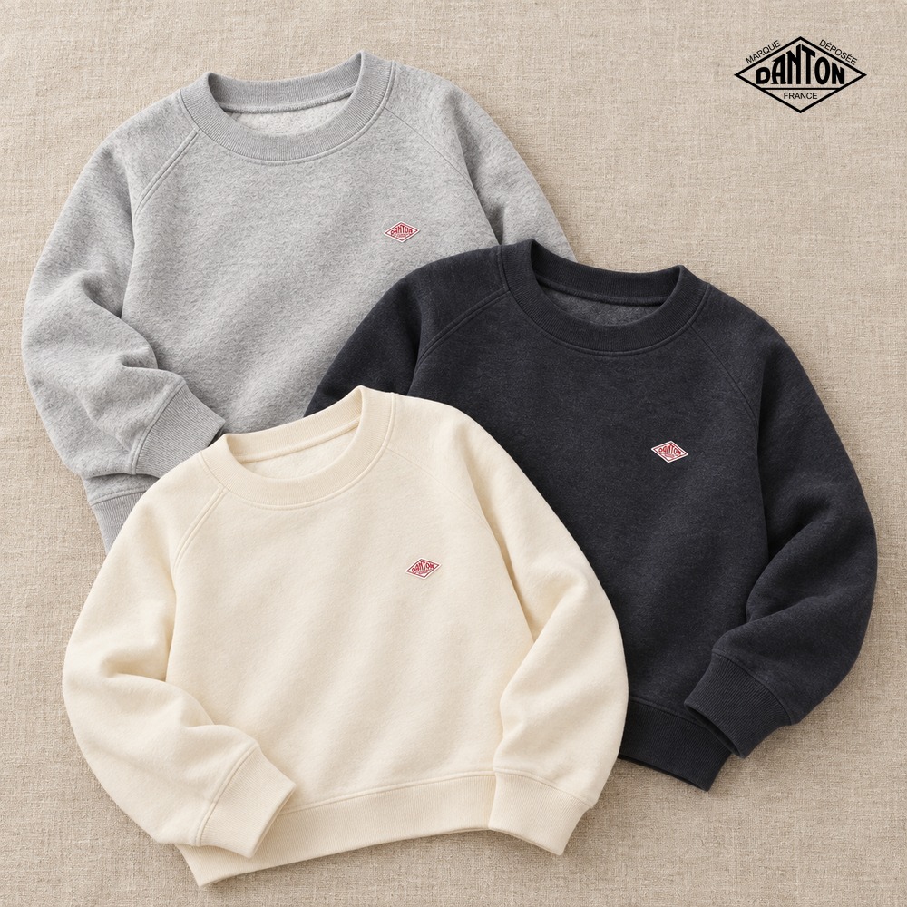 [Danton] 단톤 로고 스웨트셔츠 JD-9290 (그레이, 차콜, 에크루 S~XL)