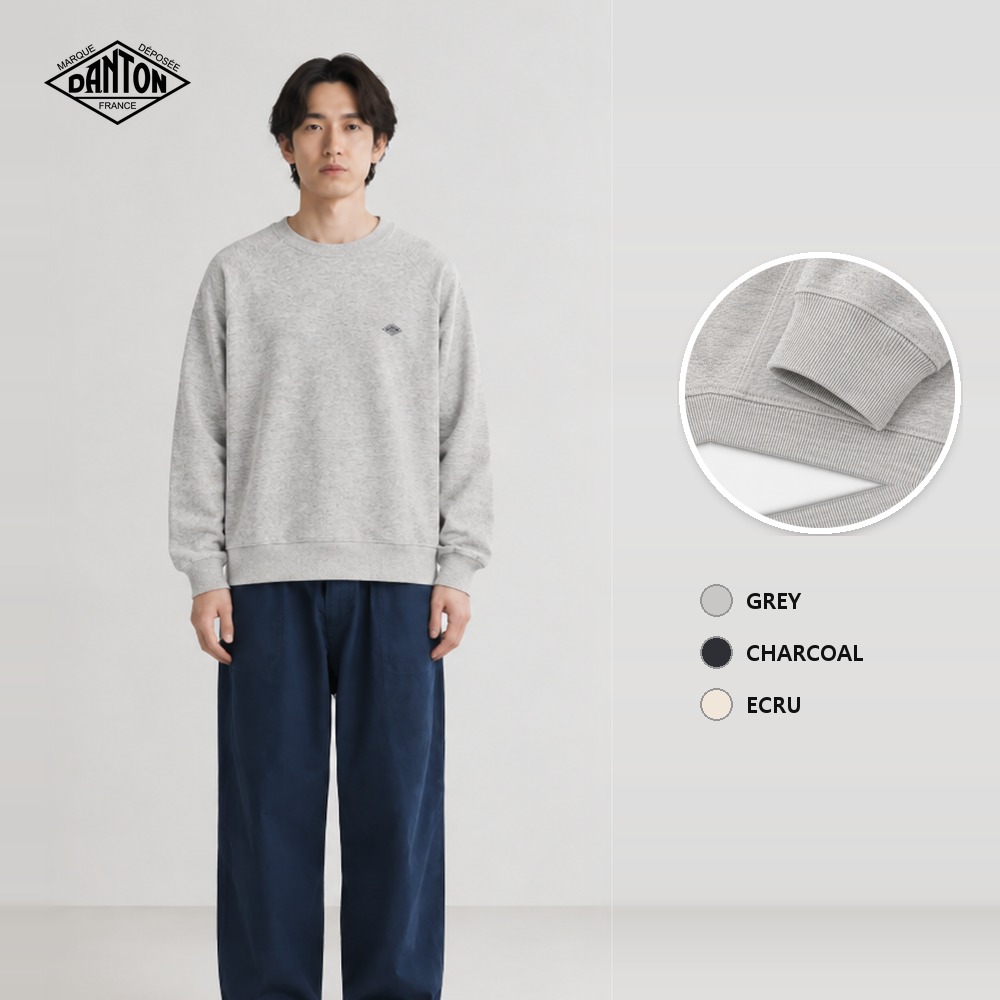 [Danton] 단톤 로고 스웨트셔츠 JD-9290 (그레이, 차콜, 에크루 S~XL)
