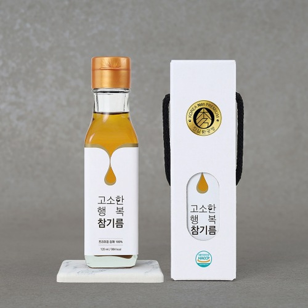[진실한공방] 고소한행복 참기름 120/180/200/250 ml 택1 (수입산 참깨 100%) 참기름 180ml