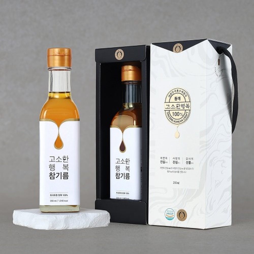 [진실한공방] 고소한행복 참기름 120/180/200/250 ml 택1 (수입산 참깨 100%) 참기름 250ml