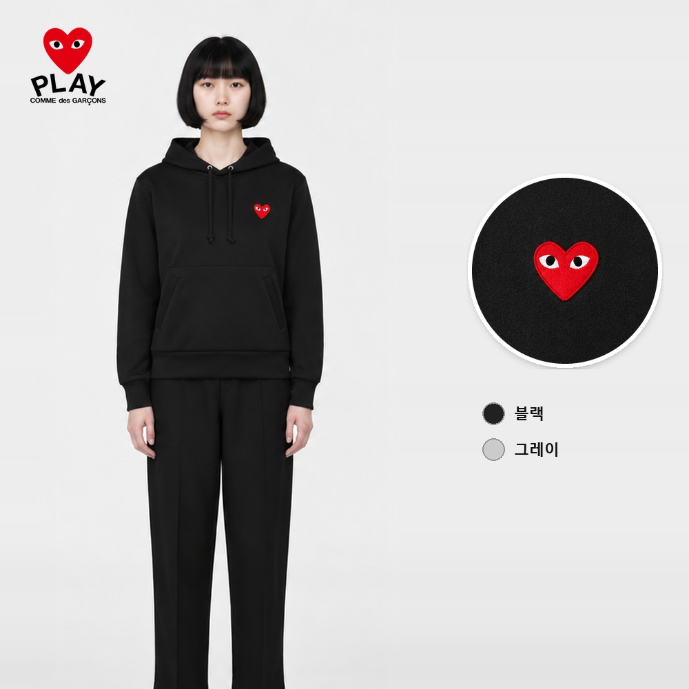 [CDG] 꼼데가르송 PLAY 하트 와펜 풀오버 후드티 (블랙, 그레이 S~XL)