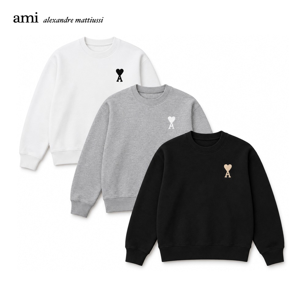 [Ami] 아미 빅로고 하트 맨투맨 (블랙, 그레이, 화이트 S~XL)