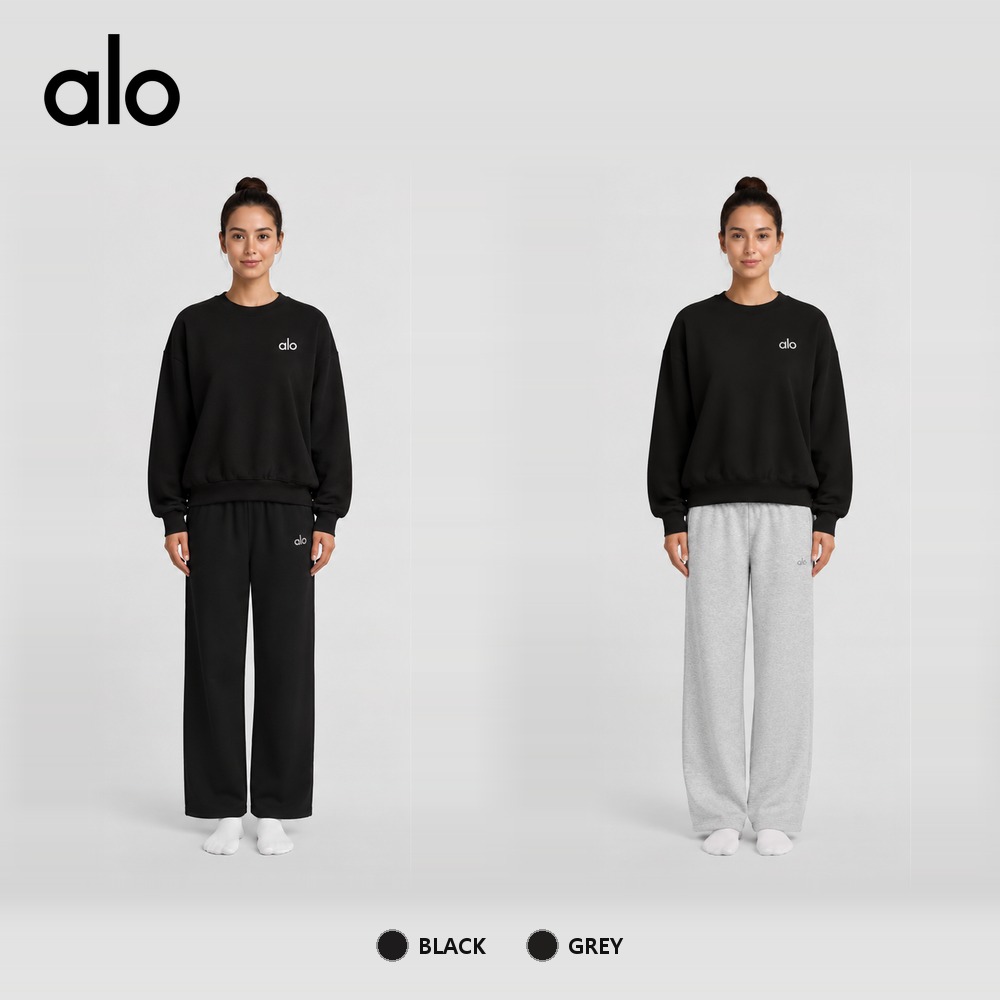 [alo] 알로 와이드 스웨트 팬츠 U5012RG (블랙, 그레이 S~XL)
