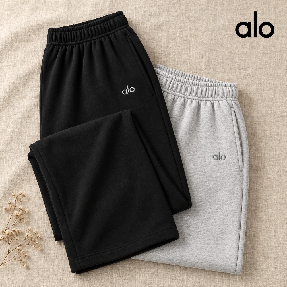 [alo] 알로 와이드 스웨트 팬츠 U5012RG (블랙, 그레이 S~XL)