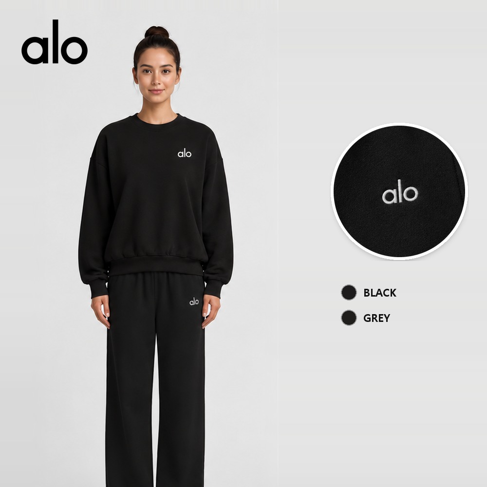[alo] 알로 와이드 스웨트 팬츠 U5012RG (블랙, 그레이 S~XL)