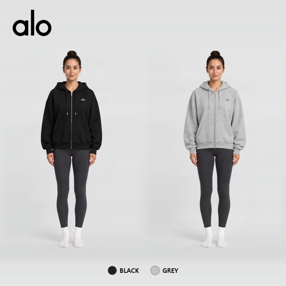 [alo] 알로 후드집업 U3041RG (블랙, 그레이 S~XL)