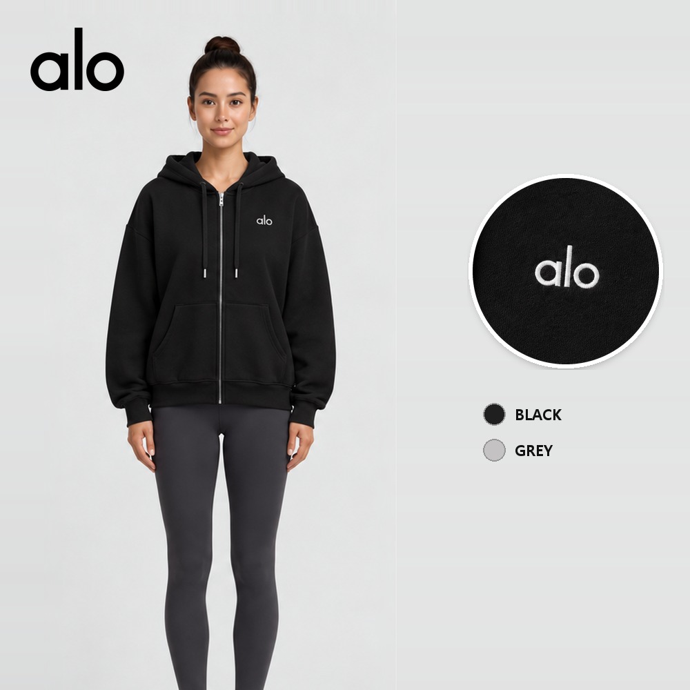 [alo] 알로 후드집업 U3041RG (블랙, 그레이 S~XL)