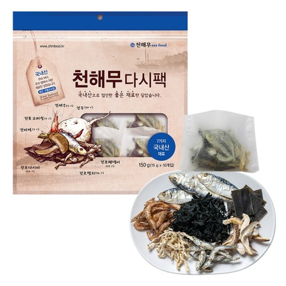 [천해무] 원물 다시팩 150g 다시팩 육수팩 국물팩 멸치다시팩 천연육수