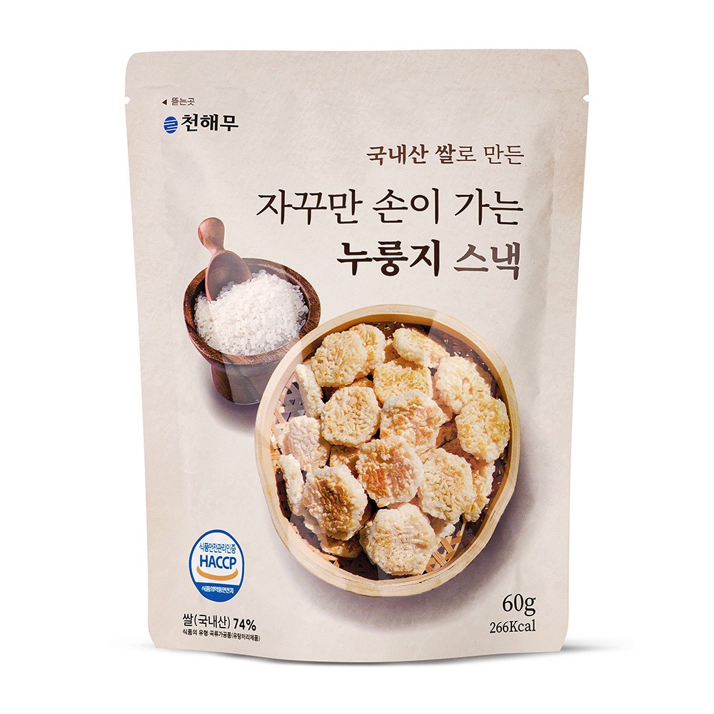 [천해무] 누룽지스낵 60g 누룽지스낵 누룽지칩 누룽지과자 간식 주전부리