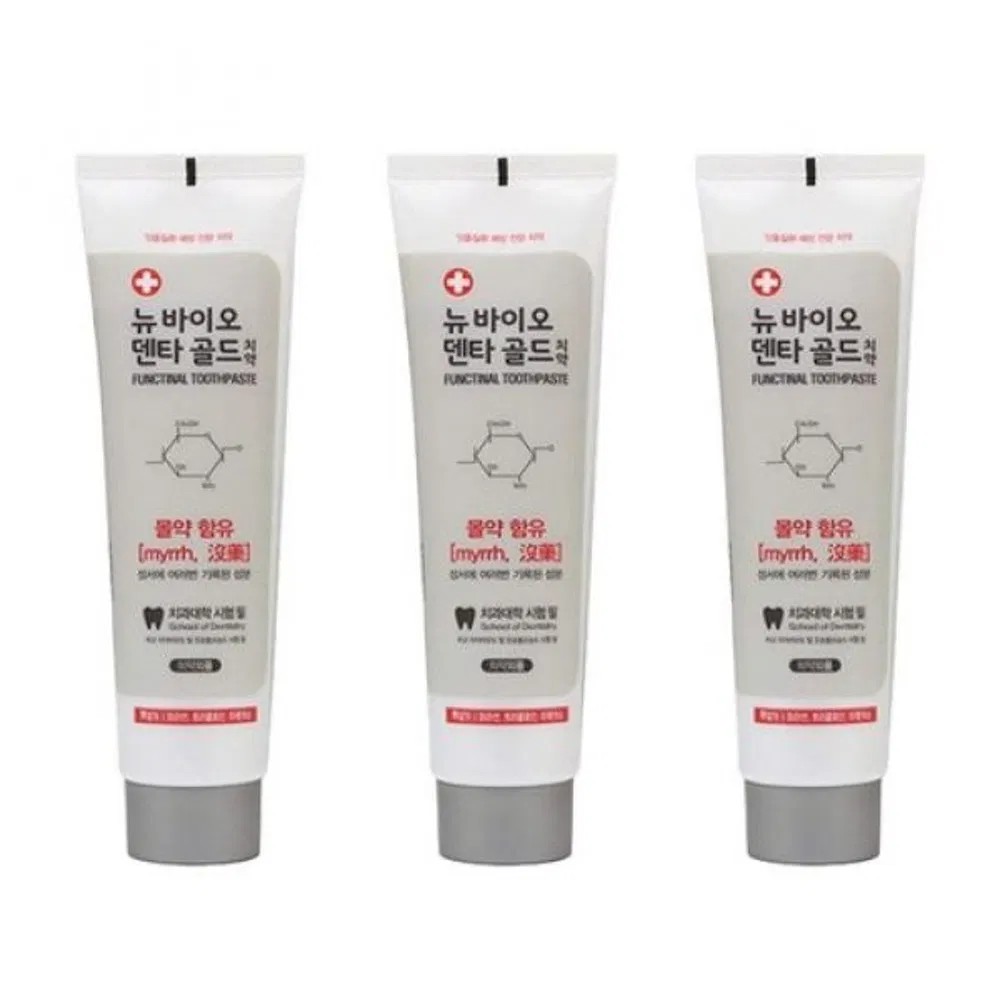 [뉴바이오] 덴타골드치약 200g x 3개 세트 치약 약국치약 치약세트 가족치약 대용량치약