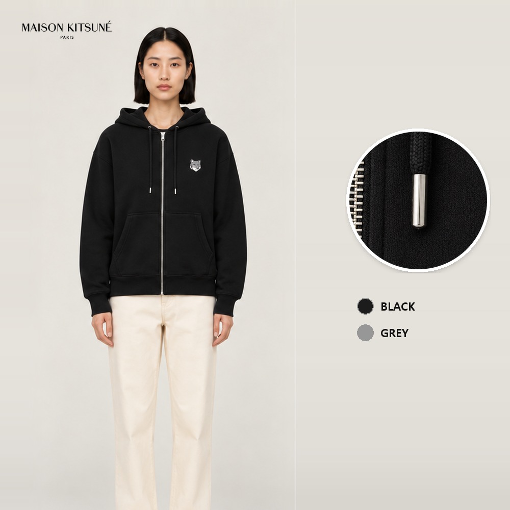 [Maison Kitsune] 메종키츠네 볼드폭스헤드 후드집업 MM00714KM0321 (블랙, 그레이 S~XL)