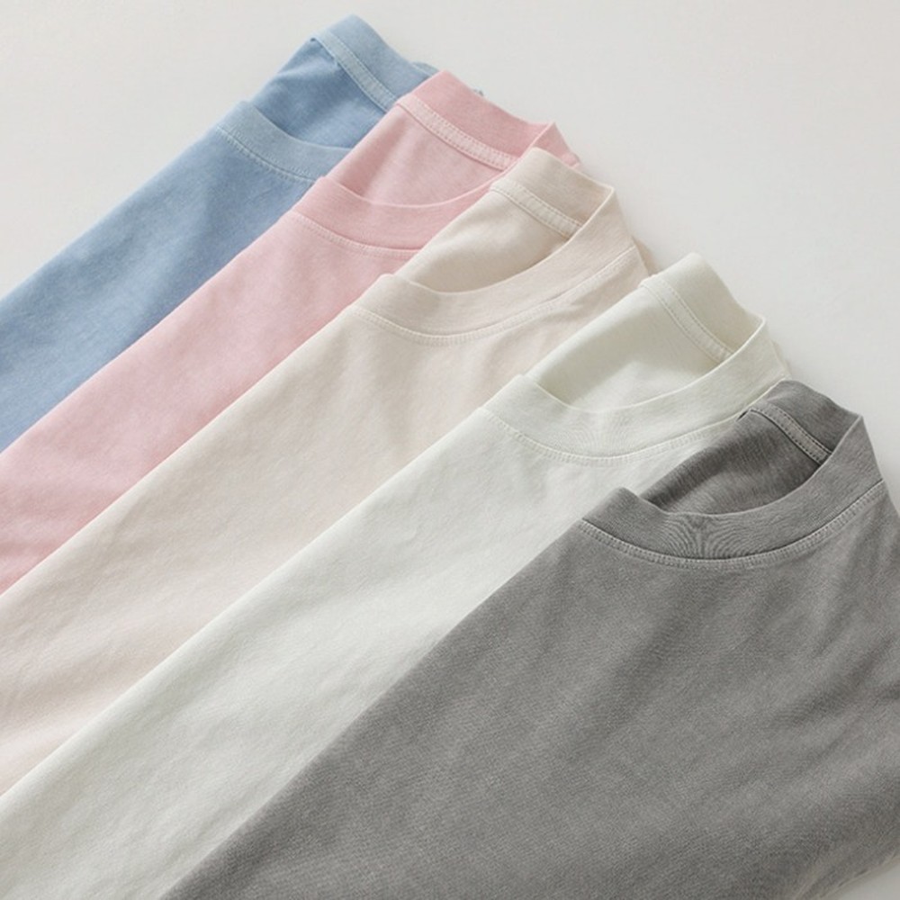 [쿨리치] 천연염색 피그먼트 반팔티 6008 (그레이, 핑크, 블루, 아이보리, 연그린 M~2XL)