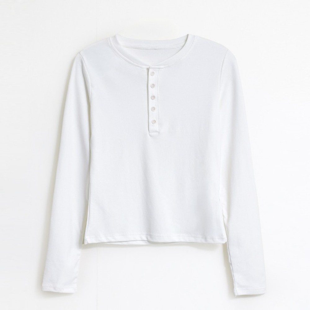 [쿨리치] 여성 헨리넥 슬림핏 긴팔티 8067 (블랙, 화이트, 퍼플브라운 M~2XL)