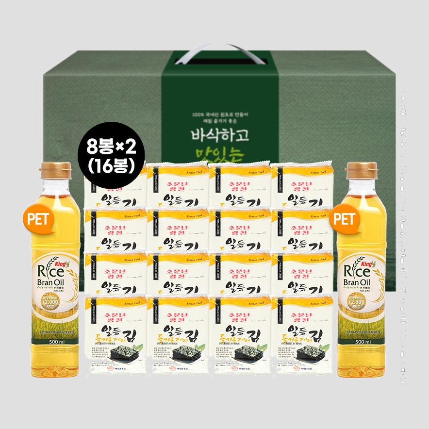 [광천김] 소문난광천일등들기름재래김16봉 킹프리미엄현미유500ml 2P (3종)