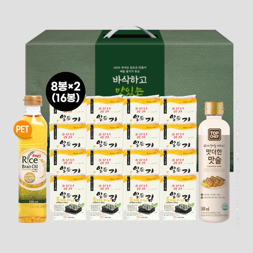 [광천김] 소문난광천일등들기름재래김16봉 킹프리미엄현미유500ml 탑셰프맛술 (3종)