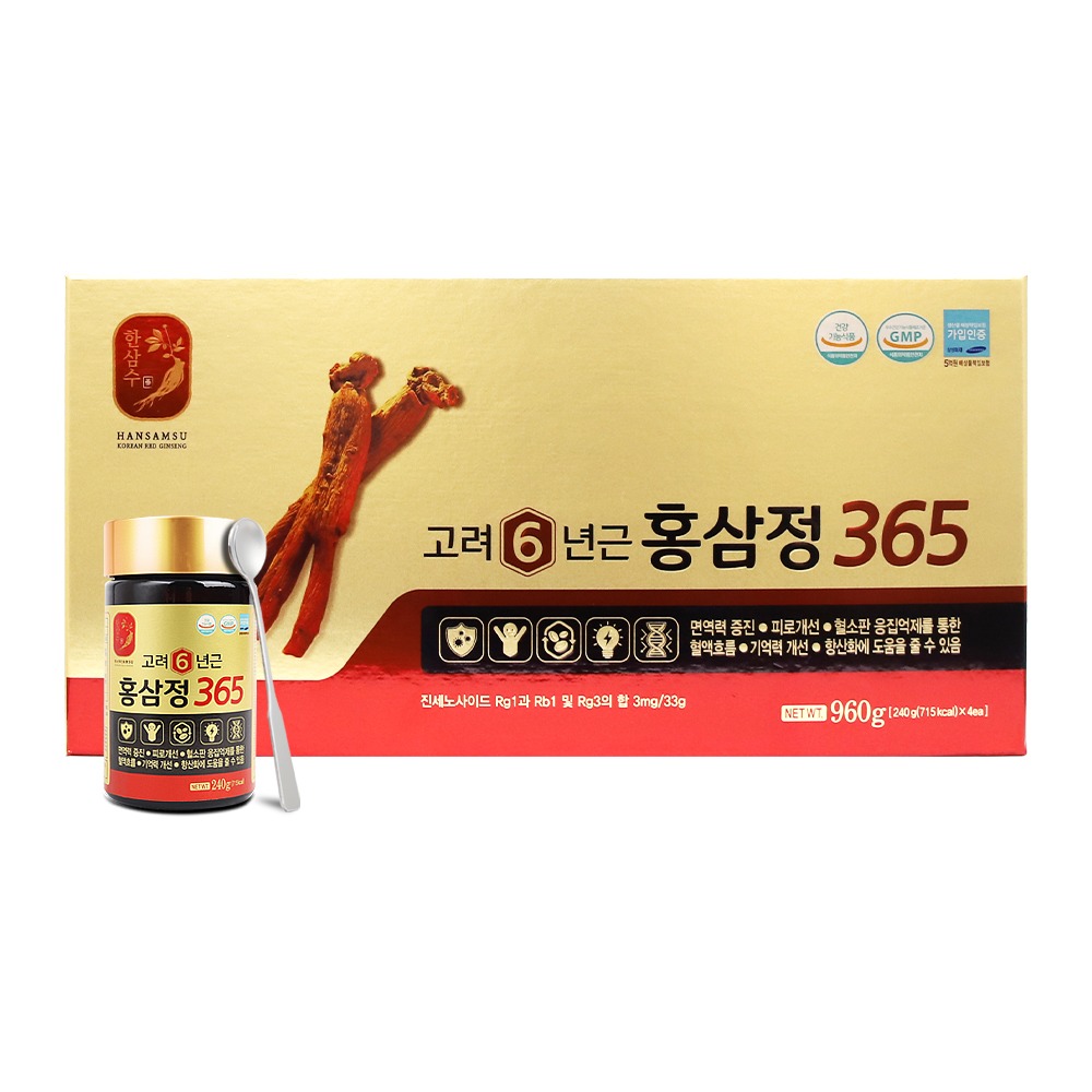 [대한홍삼진흥공사] 한삼수 홍삼정365 240g 4P 240g x 4병