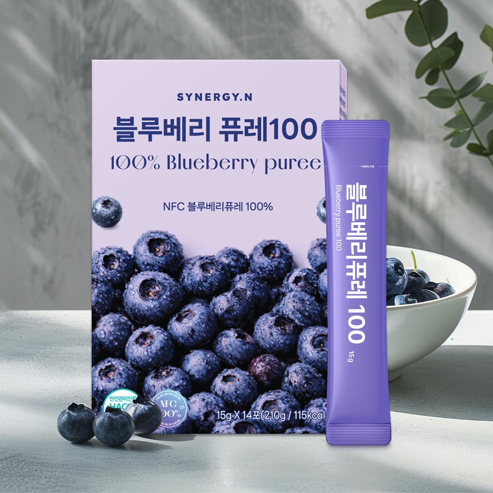 [시너지엔] 블루베리퓨레100 15g x 14포 (2주분)