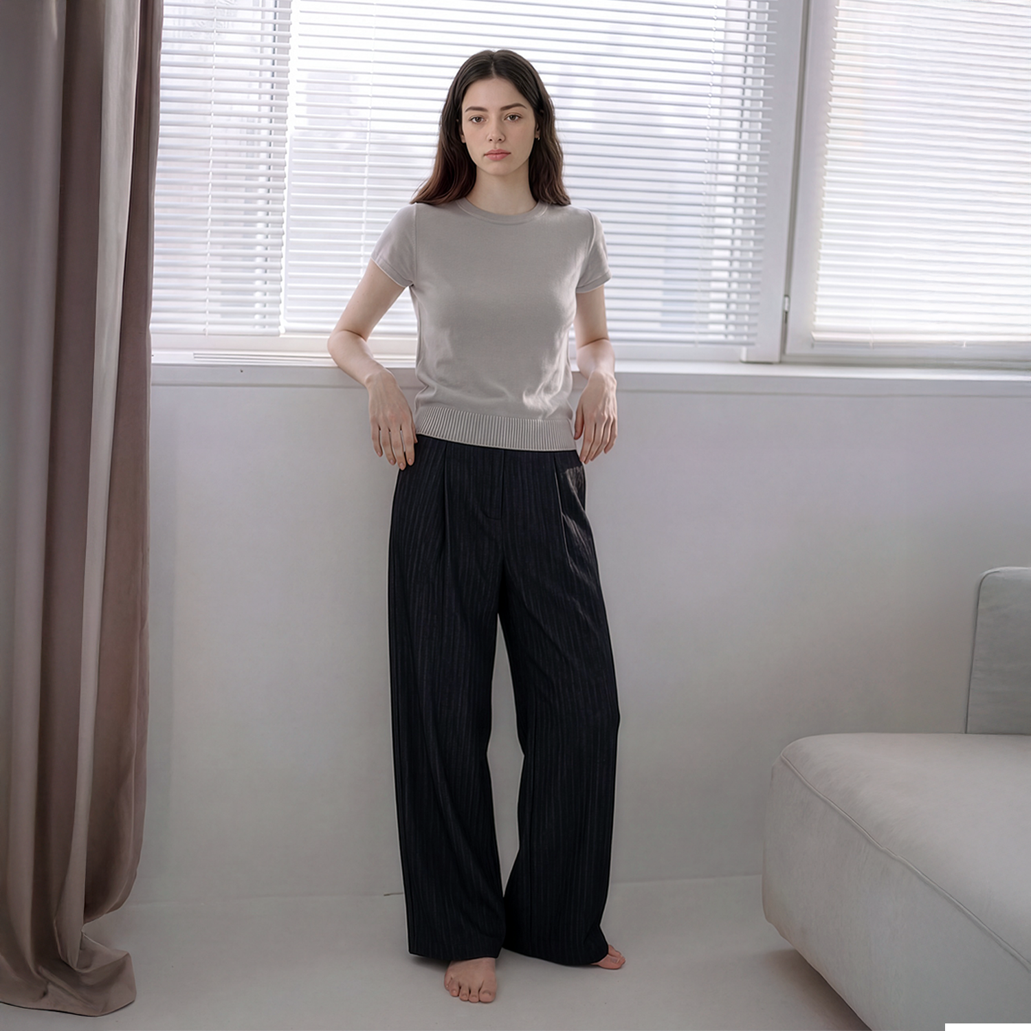 하이 웨스트 와이드 데님