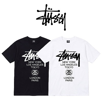 [100%정품][Stussy] 스투시 월드투어 반팔 티셔츠(블랙, 화이트 / S~XL)