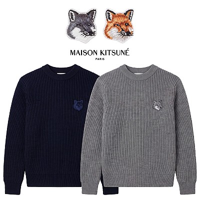 [100%정품] [Maison Kitsune] 남녀공용 메종키츠네 와플 니트 (S~2XL, 네이비/그레이)