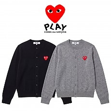 [100%정품] [CDG] 꼼데가르송 여성 레드하트 와펜 라운드넥 가디건 (S~XL, 블랙/그레이)