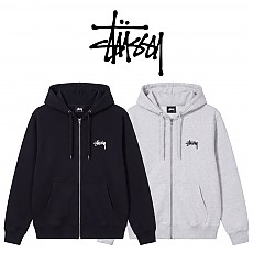 [100%정품] [Stussy] 스투시 남녀공용 베이직 로고 약기모후드 집업(S~XL, 블랙/애쉬헤더)