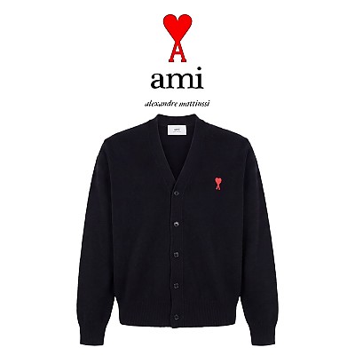 [100%정품] [ami] 아미 남녀공용 스몰하트 울 가디건 (S~XL, 블랙)