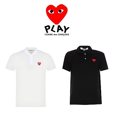 [100%정품] [CDG] 꼼데가르송 남녀공용 레드와펜 PK 반팔 카라티(블랙, 화이트 S~XL)