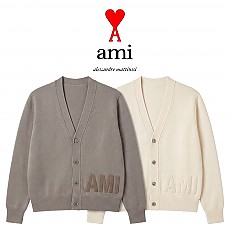 [100%정품] [ami] 아미 남녀공용 코튼 울 자수 가디건 (XS~XL, 카키/아이보리)