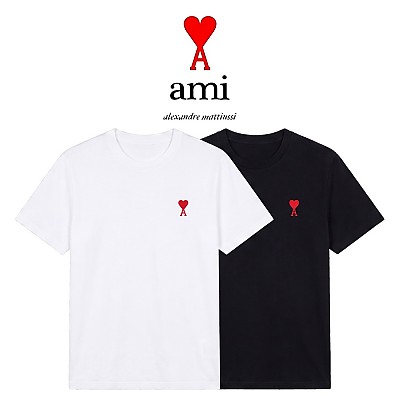 [100%정품] [ami] 아미 스몰 하트 로고 반팔 티셔츠(화이트, 블랙 XS~XL)