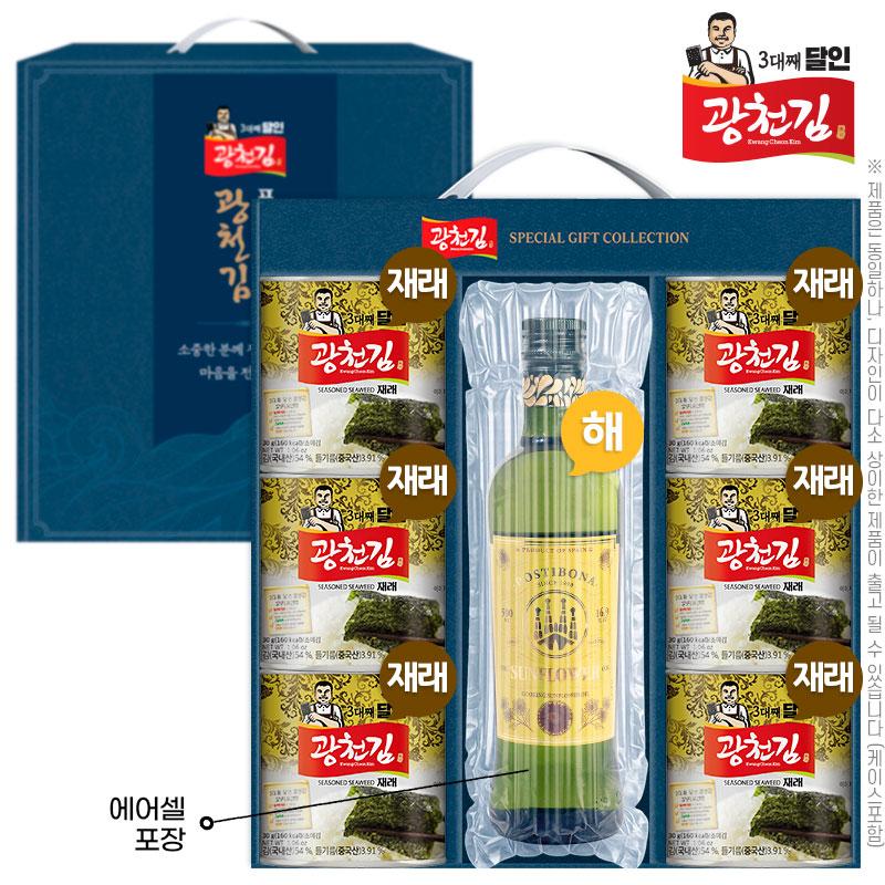 (3대째달인)광천김7종1호(재래캔김30g6P,포스티보나해바라기유)에어셀 W003013