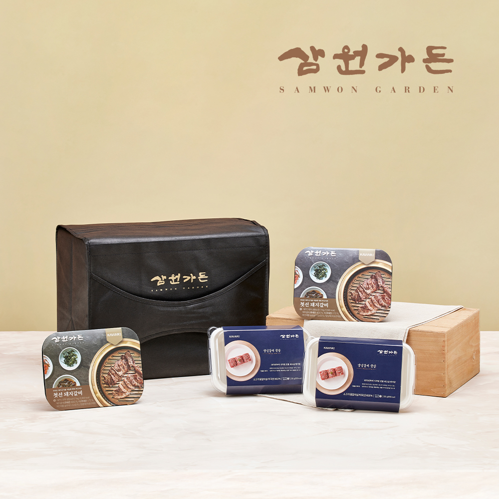 삼원가든 첫선 꽃살세트 (돼지갈비1kgx2팩+양념갈비꽃살500gx2팩/3kg)