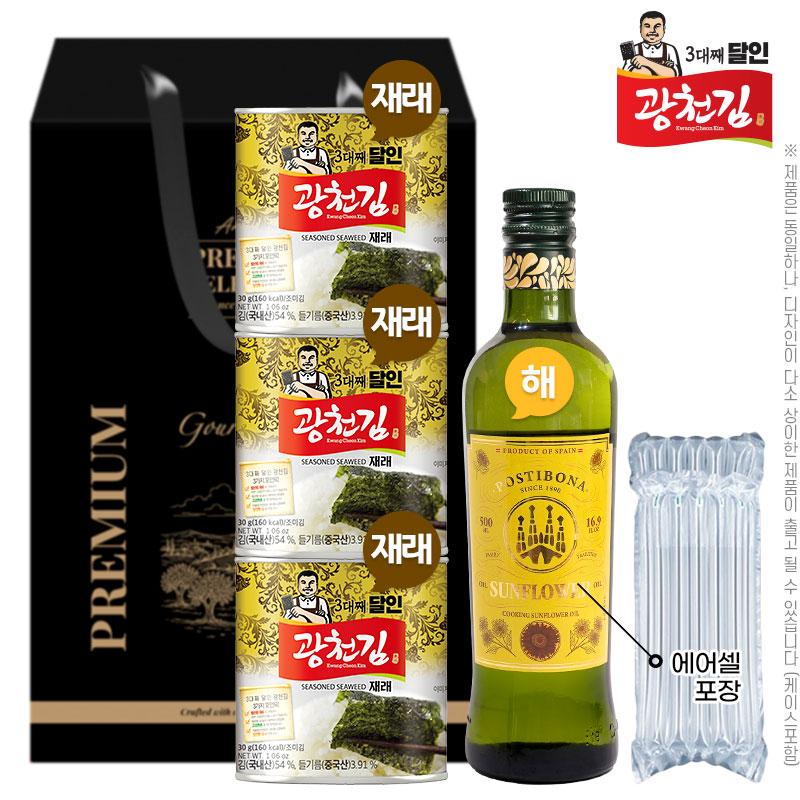 (3대째달인)광천김4종1호(재래캔김30g3P,포스티보나해바라기유)에어셀 W003011