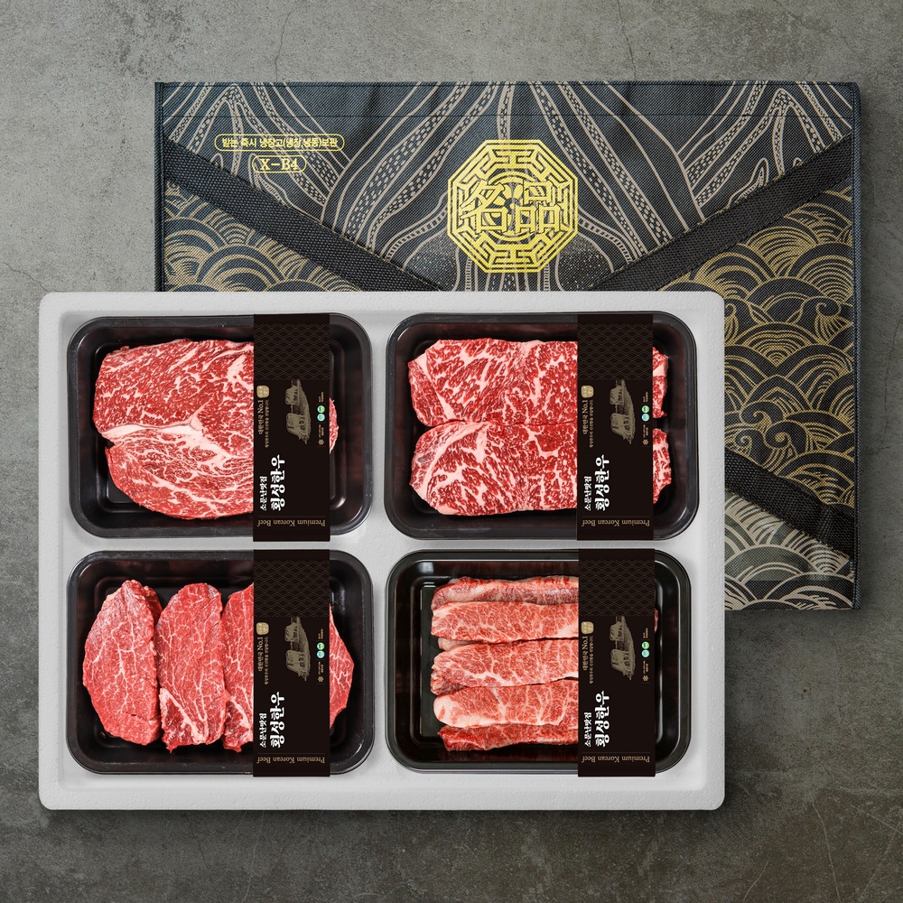 [더기다림 횡성한우]1+ 횡성한우 스페셜 구이 선물세트 7호 1.6kg [등심 400g +채끝 400g 안심 400g + 업진살 400g]
