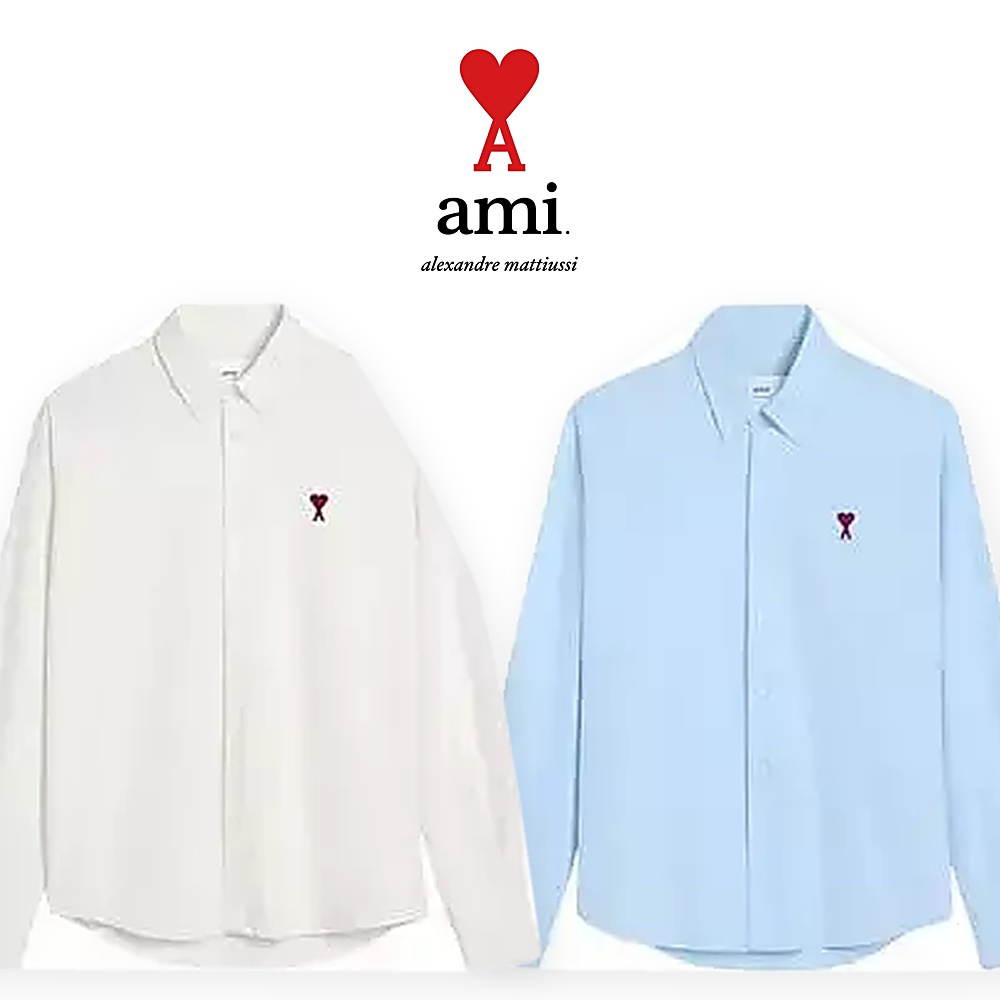 [ami] 아미 옥스포드 셔츠 BFUSH063.CO0031(화이트, 블루 XS~XL)