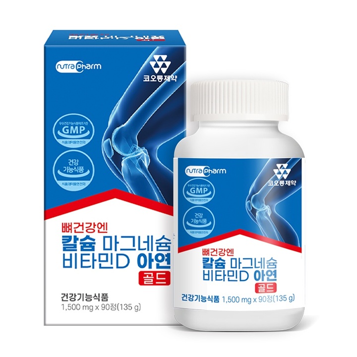 [코오롱제약] 뉴트라팜 뼈건강엔 칼슘 마그네슘 비타민D 아연 1,000mg x 60정 x 2병
