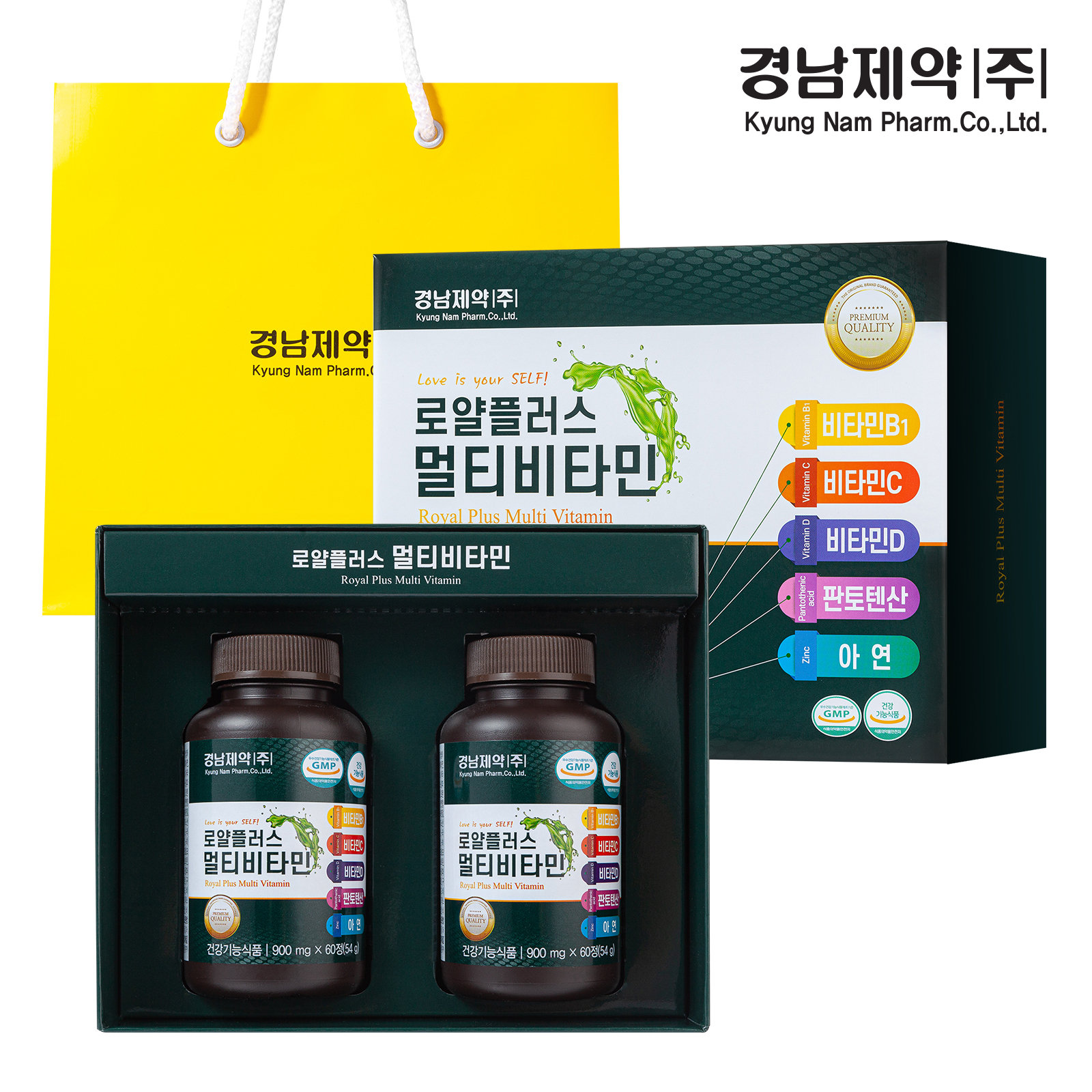 [경남제약] 로얄플러스 멀티비타민 + 쇼핑백 900mg x 60정 x 2병