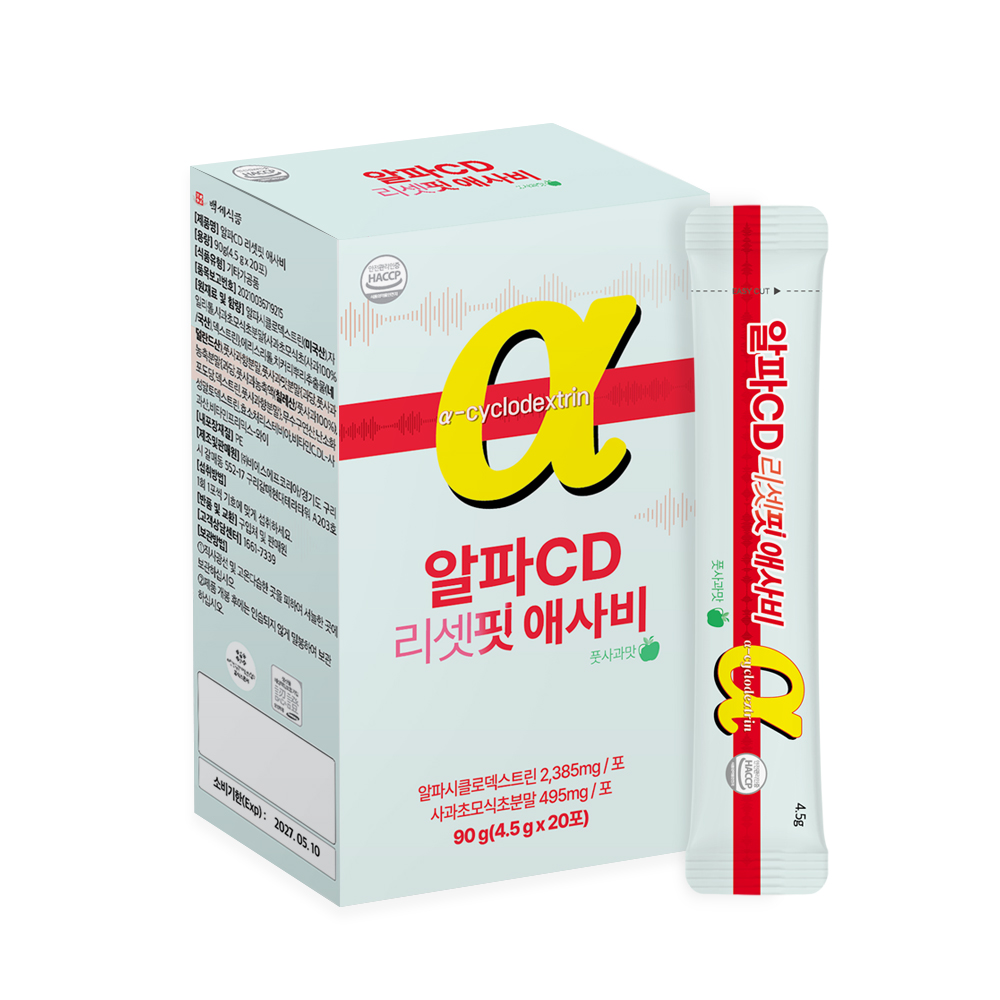 [백세식품] 알파CD 리셋핏 애사비 4.5g x 20포