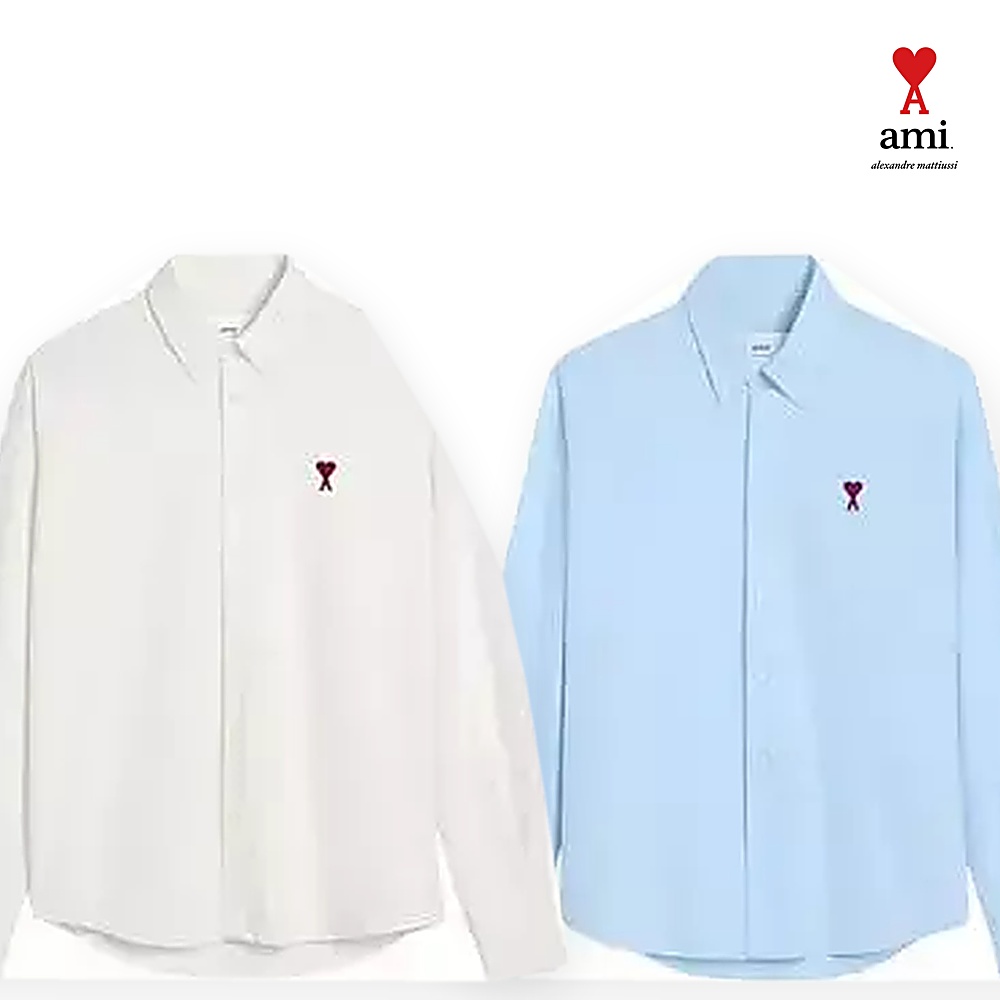 [ami] 아미 옥스포드 셔츠 BFUSH063.CO0031(화이트, 블루 XS~XL)