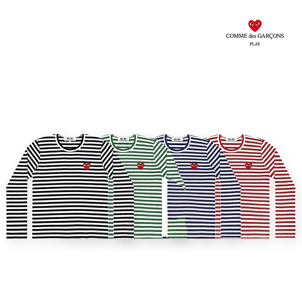 [CDG] 꽁데가르송 스트라이프 롱슬리브 긴팔 티셔츠(그린,레드,블랙 S~XL)