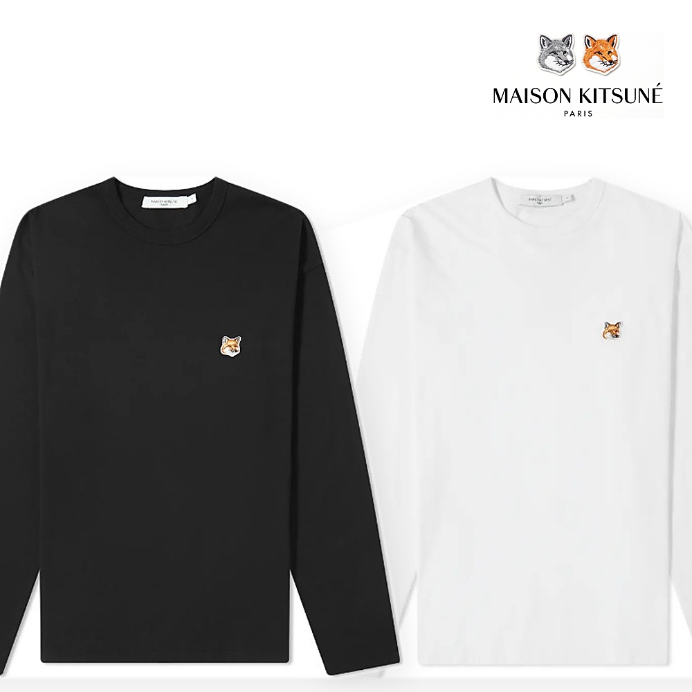 [Maison Kitsune] 메종키츠네 롱슬리브 긴팔 티셔츠(블랙, 화이트 S~XL)