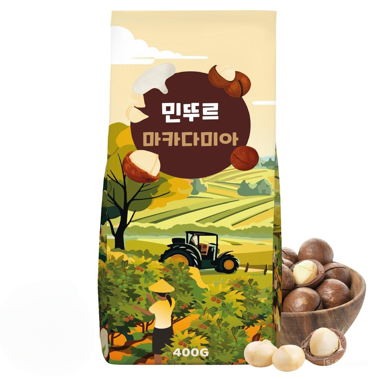 민뚜루 햇수확 통마카다미아 400g 베트남산 까먹는 견과 건강간식 오프너포함